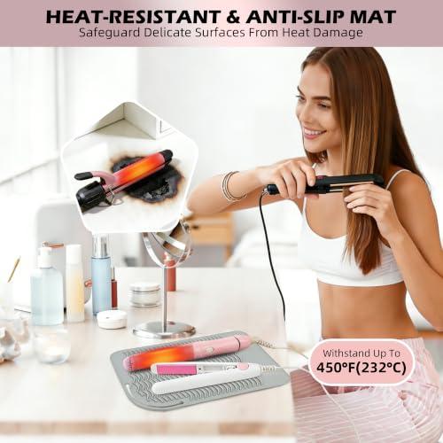 Silicone Heat Resistant Mat for Hair Tools, 11" x 7.5", Gray - color: Gray