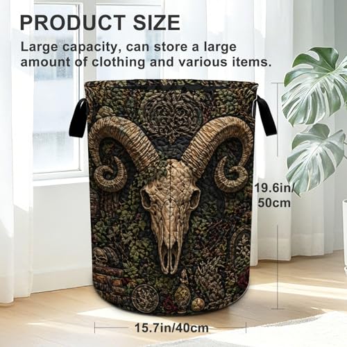 Vintage Goat Laundry Basket Foldable Oxford Laundry Hamper With Handle For Room Bathroom Bedroom - color: Goat