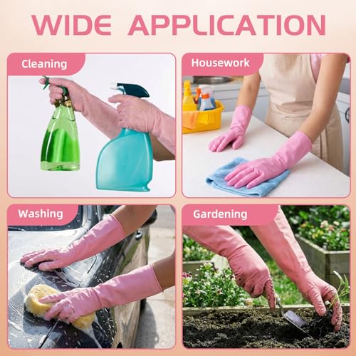 50 Counts 16" Long Disposable Nitrile Gloves,Pink,M - color: Pink, size: Medium