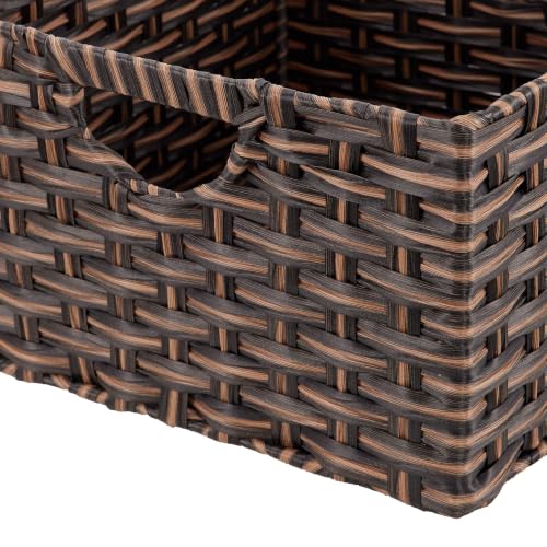 Seville Classics Premium Handwoven Portable Laundry Bin Basket with Carrying Handles, Household Storage for Clothes, Linens, Sheets, Mocha Brown, Rectangular (2-Pack) - color: Mocha Brown, size: Rectangular Hamper (2-Pack)