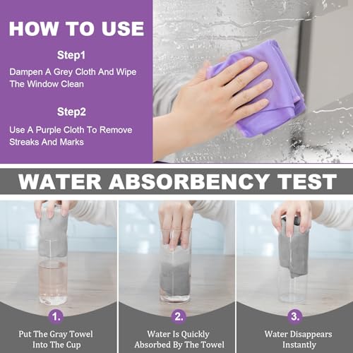 Norwεx Basic Package - Window & Enviro Cloth. Just Water - Without Leaving Streaks. for Household Enviro Dusting Cleaning Homes, Cars, Bars, Office Window Cloth Makes Cleaning a Breeze. - color: Window & Enviro Cloth (Purple & Grey)