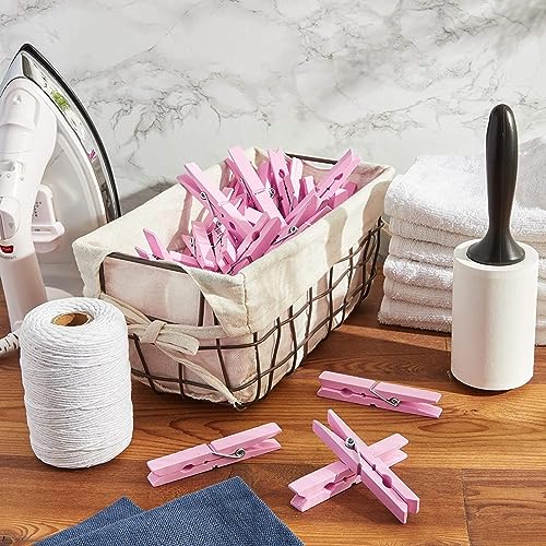 Juvale Wooden Clothespins for Classroom Decor - 100 Pack, Pink, Modern - Laundry Clips, Photo Clips & Craft Clothespins - color: Pink