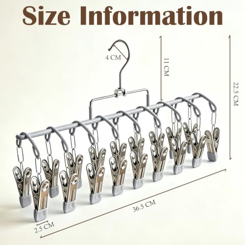 Pants Hangers with 20 Clips, Space Saving Hanging Closet Organizer (Grey) - color: Gray