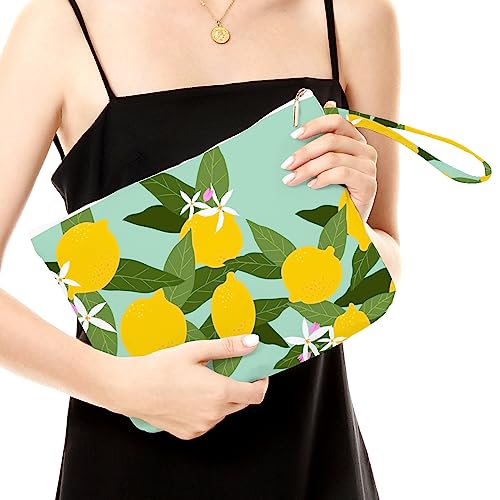 Fokongna Wet Bag For Swimsuit, Travel Makeup Bag Waterproof Large Capacity for Women Girls Sister Friends use lemon Decor Pattern - color: Lemon02