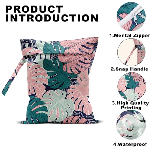 2Pcs Palm Leaves Wet Bag, Summer Greenery Waterproof Travel Laundry Bag - color: Tropical plants 1420