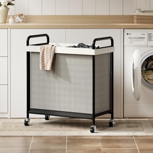 WOWLIVE Rolling Laundry Hamper 2 Section, 100L Laundry Basket with Wheels - size: 2-Section