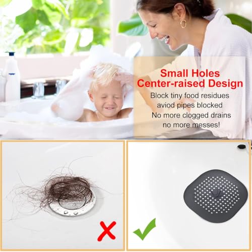 Bovinde Hair Drain Catcher,Square Cover for Shower 4 Pack (Jet Black) - color: Jet Black