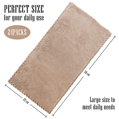 Sunny zzzZZ 24 Pack Kitchen Dishcloths - Does Not Shed Fluff - Reusable Dish Towels, Dish Cloths, Super Absorbent Coral Fleece Cleaning Cloths, Nonstick Oil Washable Fast Drying, 10 x 20 Inch (Brown) - color: Brown, size: 10 x 20 Inch