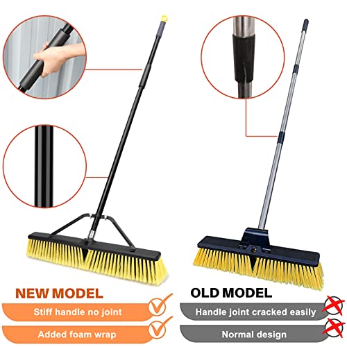 24 Inches Push Broom Outdoor Heavy Duty Broom with 63" Long Handle for Deck Driveway Garage Yard Patio Concrete Floor Cleaning Yellow - color: Yellow 24 Inches Heavy Duty 1 Pack