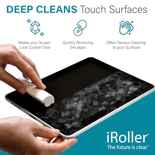 Phone Screen Cleaner by iRoller - Pack of 6 - No Need for Spray or Wipes, Liquid Free - Reusable & Washable -Portable iPad Screen Cleaner for Touchscreen- Ideal for Smartphone, Macbook, Monitor - 3.5" - size: 6 pack