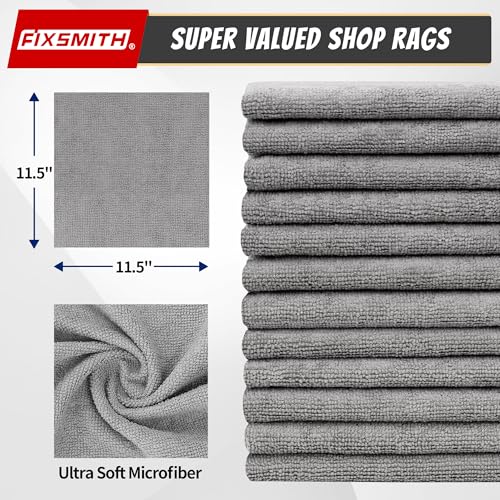 FIXSMITH Shop Towels, Pack of 200, Grey Microfiber Cleaning Cloth Bulk, Microfiber Towels for Cars, All-Purpose Absorbent Cleaning Rags, Dust Cloth for Automotive, Mechanic, Garage, 11.5 x 11.5 inch - color: Grey, size: 200PK