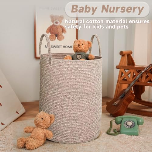 JMvicyroam 80L Cotton Rope Laundry Basket Hamper, Oatmeal - color: Oatmeal, size: 80L