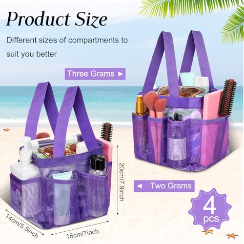 Hillban 4 Pcs Portable Mesh Shower Caddy, Purple - color: Purple