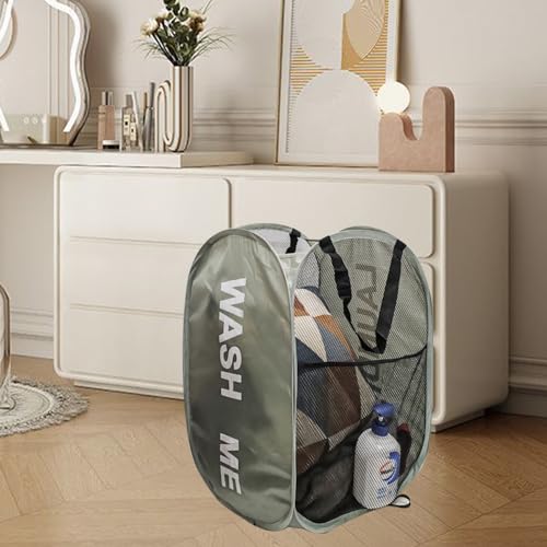 Mesh Popup Laundry Hampers, Collapsible Laundry Baskets, 2 Pack Dirty Clothes Hampers for Home, Bathroom, College Dorm, RV Cruise, Travel (Gray + Blue) - color: Blue + Gray