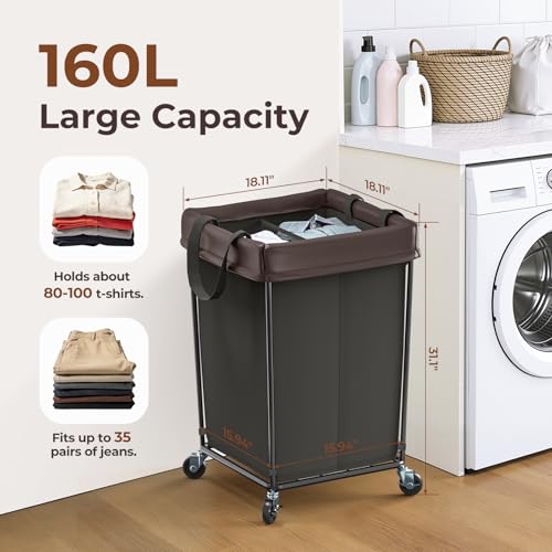 Rolling Laundry Basket with Wheels, 160L Rolling Laundry Hamper with Wheels - color: Black, size: 160L