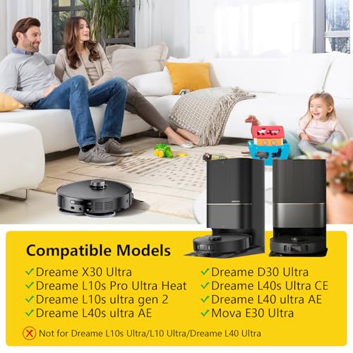 X30 Ultra Replacement Parts for Dreame L10s Pro Ultra Heat/l10s ultra gen 2/D30 Ultra /L40s Ultra CE &Mova E30,Accessories: 2*Main Brush,6*Dust Bags,8*Mop,4 HEPA Filter - size: X30
