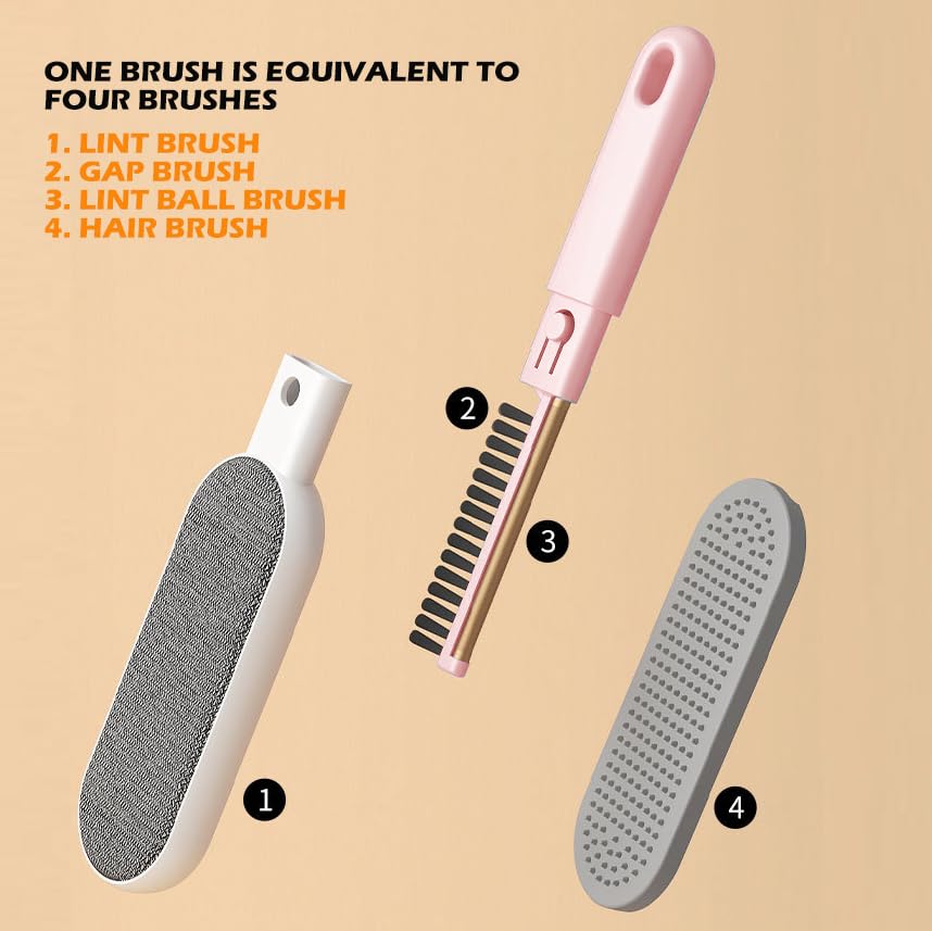 2PCS Lint Brushes for Clothes, Cat Dog Hair Remover for Lundary, Self-Cleaning Lint Remover for Bed Sofa Coat, Best Hair Cleaning Brushes Better Than Lint Roller (Large Blue and Mini Pink) - color: Large Blue and Mini Pink