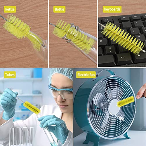 CiaraQ Bottle Cleaning Brushes, 8 Inch Nylon Tube Brush Set - color: Yellow, size: 8.0 Inch (10pcs)