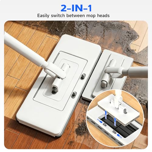 New 2-in-1 Push Clamp Lazy Mop – Hands Free Flat Mop, Full Size - size: Large Flat Mop