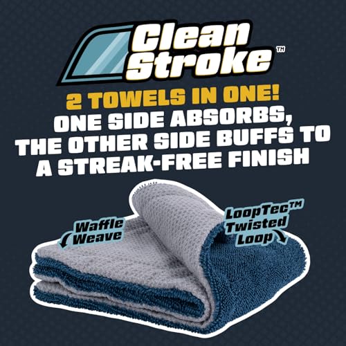 Chemical Guys, Clean Stroke Dual-Sided Glass Towels, 16 x 16 in, 2 Pack