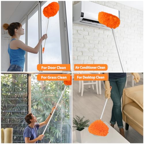 FONUNO Ceiling Fan Cleaner Duster High Ceiling Extended Fan Blade Cleaner - color: Orange