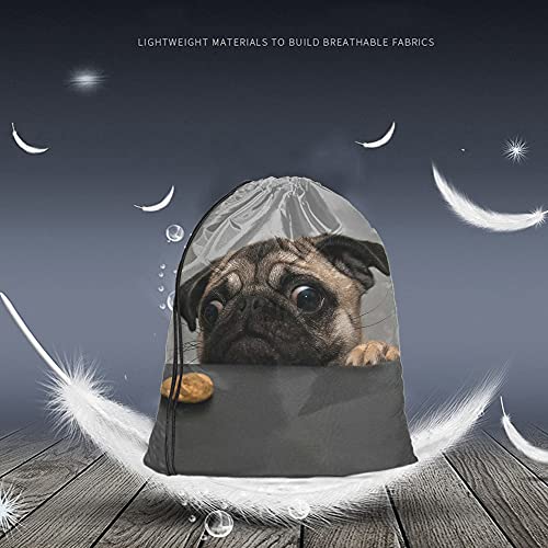 Art Cute Pet Drawstring Bags Backpack Bag Dog Lovely Animal Little Puppy Art Funny Pug Face Eyes Fashion Design Cookie Sport Gym Sack Drawstring Bag String Bag Yoga Bag for Men Women - color: Multi-a158