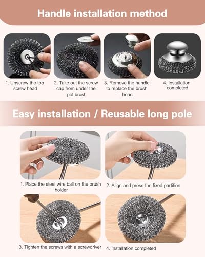 6 Pcs Stainless Steel Wool Scrubber β Heavy Duty Metal Scouring Pads for Kitchen, Cast Iron Pan & Grill β Rust Resistant, Non-Splintering,Odor Free Wire Sponges for Tough Grease & Burnt Food - color: 5 Pcs