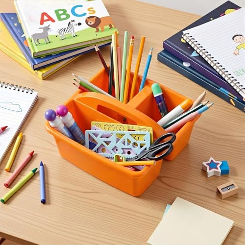 Kathfly 12 Pack Classroom Caddy Organizer with Handle Bulk, Blue Orange - color: Blue Orange