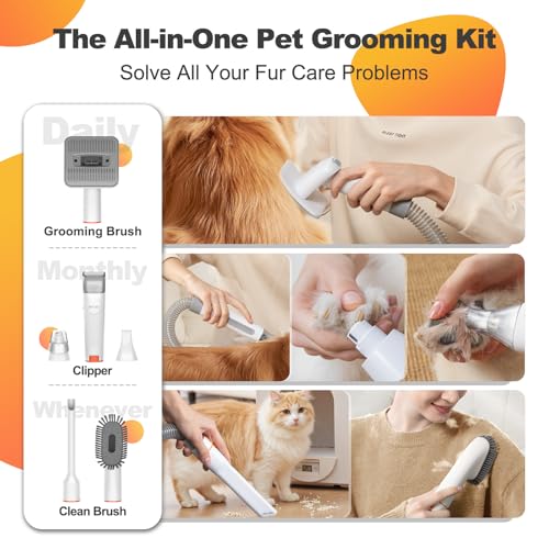 Afloia 6-in-1 Dog Grooming Vacuum Kit, Pet Clipper & Nail Grinder, White - color: White