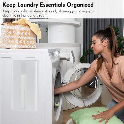 Magnetic Laundry Dryer Sheet Dispenser, Tissue Holder, Garbage Bag Dispenser for Fridge, Kitchen, Laundry (White) - color: White