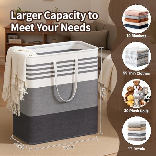 WOWBOX 2 Pack Laundry Baskets, Collapsible Dirty Clothes Laundry Hampers - color: Grey, size: 100L