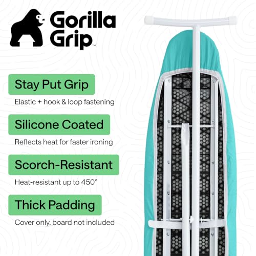 GORILLA GRIP Padded Ironing Board Cover, 15x54 Turquoise - color: Turquoise, size: 15" X 54"