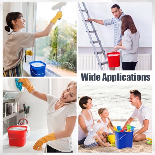 Zhehao 6 Pcs 3 Quart Small Sanitizer Cleaning Bucket, Red,Dark Blue - color: Red,dark Blue