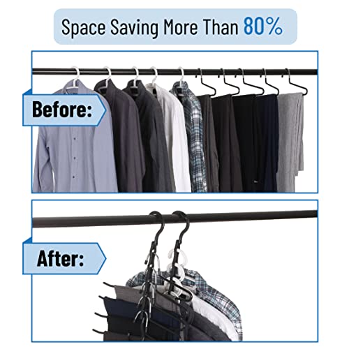 Mr. Pen- Bulk Space Saving Hangers for Clothes, 24 pcs, 5 Slots, Plastic - color: Black
