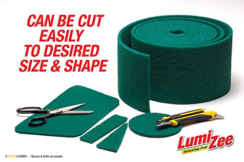 Green Scrubbing Pad Roll 19ft Economy Size Medium Duty Abrasive Scrub Sponge Scouring Pads 19ft x 6in x 0.3in (6m x 15cm x 8mm) Scrubby Tough Stains Cleaning Pans Dishes Stoves Bathroom Sinks Grills - color: Green - Medium Abrasion