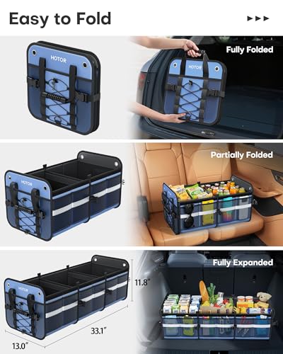 HOTOR Trunk Organizer - Car Organizer and Storage with Cooler Bag for SUV - color: Blue, size: 33.1" x 13.0" x 11.8"