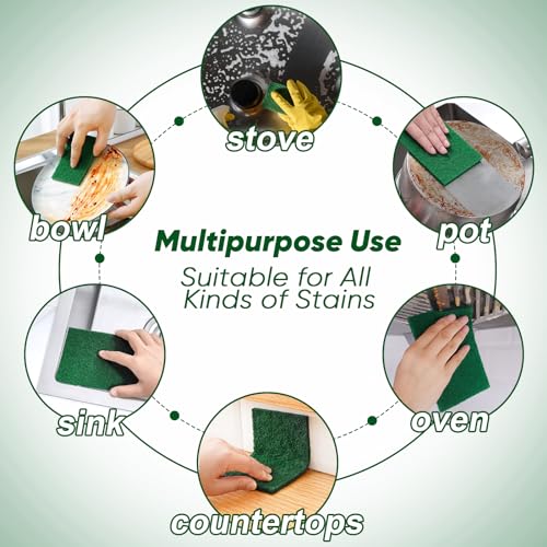 HOMEXCEL Heavy Duty Scouring Pads, 24 Pack Green Scrub Pads for Cleaning
