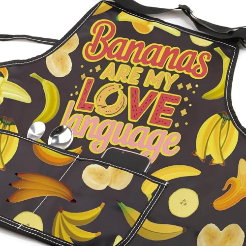 WSNANG Funny Banana Apron for Cooking Mango Are My Love Language Novelty Kitchen Apron with Pockets