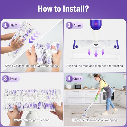 40 Pack Refill Pads for Power Mop™ Multi-Surface & PowerMop™ Wood Mop - size: 40*Purple