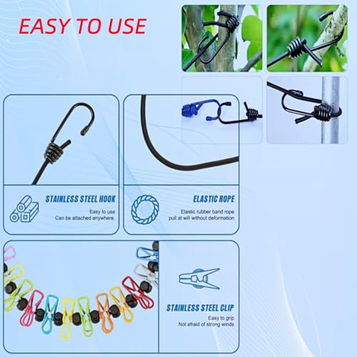Retractable Travel Clothesline, with 12 Clips, for Laundry Drying, Compact for Camping Hotel Home
