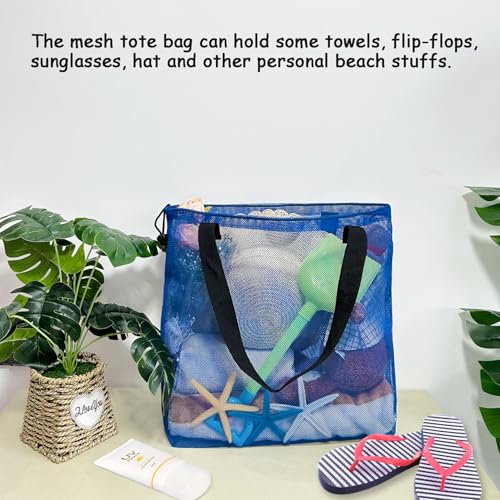 4PCS Large Mesh Beach Tote Bags With Drawstring For Swim,Travel,Poolside - color: Color~2