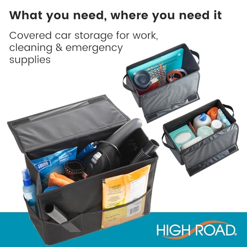 Carganizer Car Storage Bin with Lid for Front Seat, Back Seat or Trunk - size: 9 × 12 × 6 inches