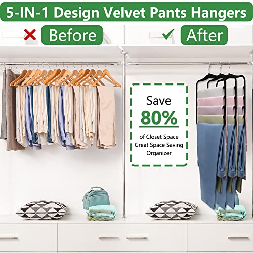 Closet Organizers and Storage,9 Pack Organization and Storage Pants-Hangers-Space-Saving,Velvet Hanger for Dorm Room for College Students Girls Boys Guys Hanging Jean Scarf - color: Black, size: Large (Pack of 3)