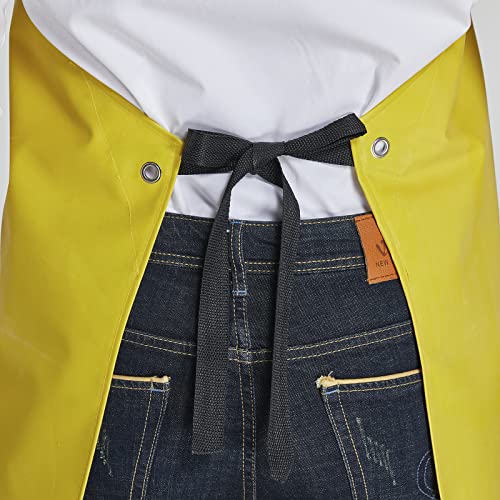 Rubber Waterproof Apron Butcher Heavy Duty -Oil Chemical Resistant Safety Aprons for Cleaning Fish, DishWashing - color: Yellow, size: Large