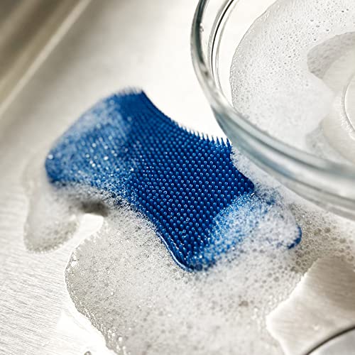 R&M International 96617 Reusable Silicone Sponge for Kitchen Cleaning, Scrubbing Dishes, and Wiping Surfaces, 5” x 2.75", Single