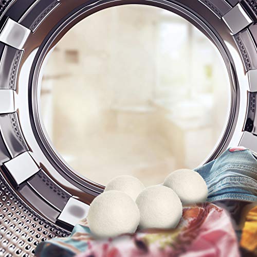 Wool Dryer Balls Natural Fabric Softener and 100% Organic, Chemical Free and Reduces Wrinkles. Saving Electricity and Drying Time XL Size 4 Pack White 4 Count - size: 4 Count (Pack of 1)