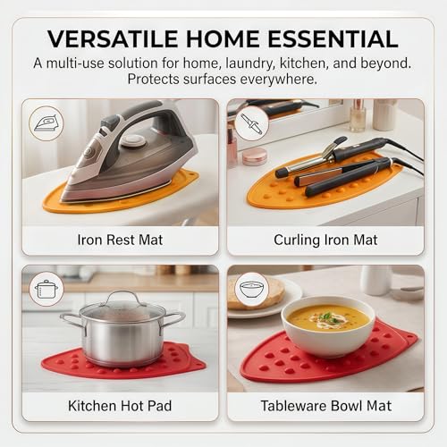 2 Pcs Silicone Iron Rest Pad, Red/Orange - color: Red & Orange