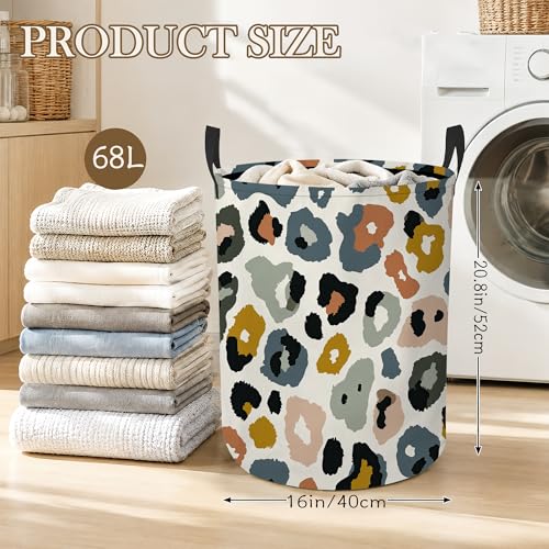 Colorful Leopard Print Laundry Basket Oxford Cloth Laundry Hamper With Handle Foldable Portable Clothes Storage Basket Storage Bag For Laundry Room/Bathroom/Bedroom/Dormitory 20.8"x16" - color: Colorful Leopard Print