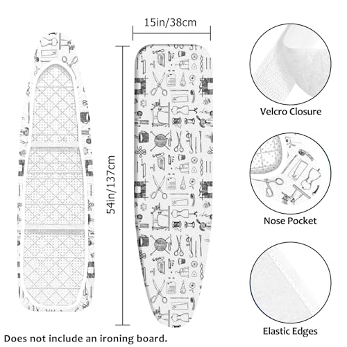 Padded Ironing Board Cover, 15*54 in Standard Size Ironing Board Covers, Easy Hook and Loop Fastener, Universal Fit for Standard Boards (Tool) - color: Tool