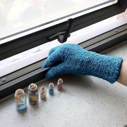 Patelai 2 Pairs Microfiber Gloves for Plants,Light Blue, Violet,Large - color: Light Blue, Violet, size: Large